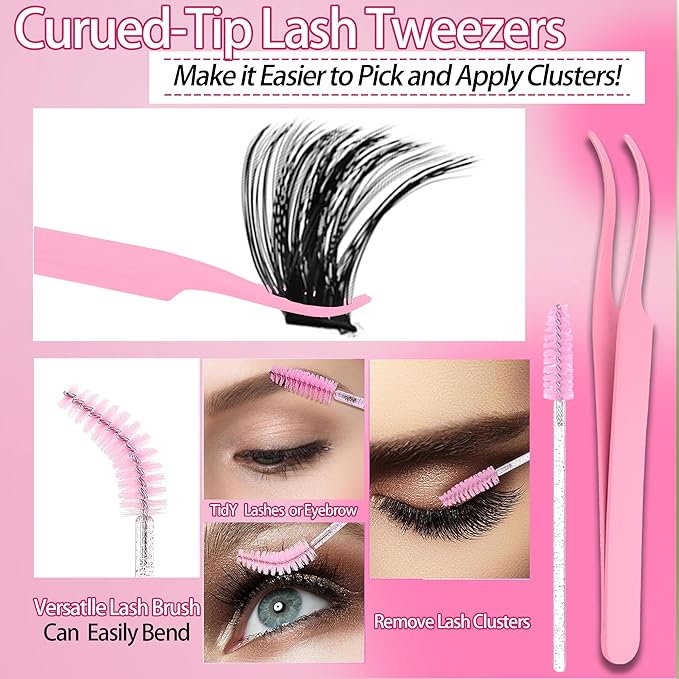 994Pcs Bulk Packs Lashes Clusters Kit Volume False Eyelash Extensions D Curl Wispy Individual Fake Eyelashes, Volume Studio Effect, Wholesale Large Pack with Glue&Seal|Tweezers|Removers|Cleanser