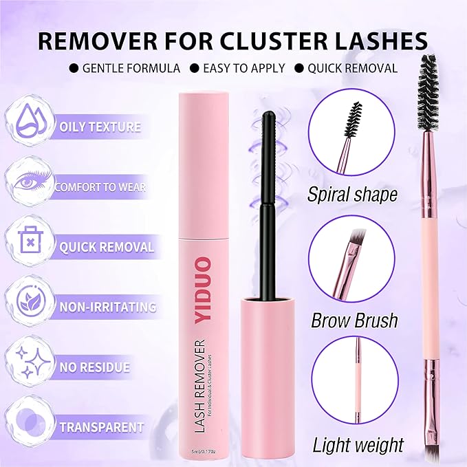 YlDUO Lashes Clusters Kit Gift Packs Natural False Eyelashes Extensions C/D Curl Wispy Individual Fake Eyelash, DIY Natural Extension Lash with Glue*2|Tweezers|Removers|Eyelash&Eyebrow Brush