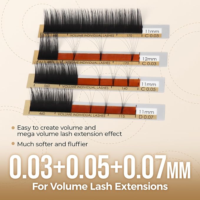 LASHVIEW D Curl 13mm Silk Fake Eyelash Extensions 0.20 Thickness Thick Lashes Semi-Permanent Eyelashes Natural Individual Application for Professional Salon Use