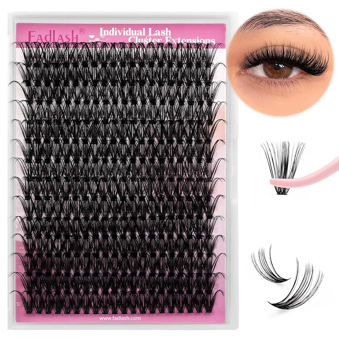 Cluster Lashes 40D D Curl Large Tray Individual Lashes DIY Eyelash Extension Supplies 0.07 Matte Black Lash Clusters Wispy Eyelash Clusters Resuale (40-0.07D, 16mm)