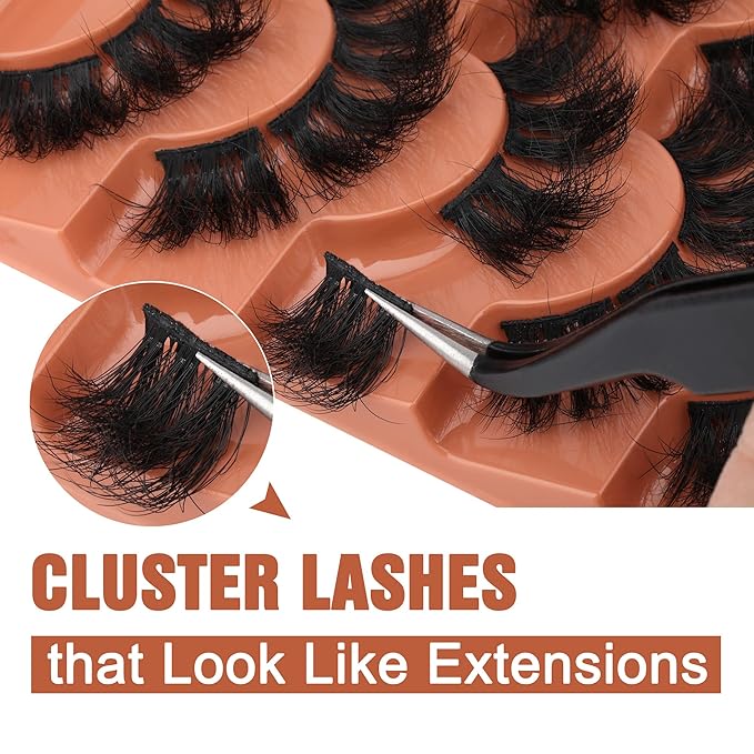 Cluster Lashes Mink Full False Eyelashes Long Volume Individual Lashes Dramatic Eyelash Extensions DIY Fluttery Fake Lashes by Eefofnn