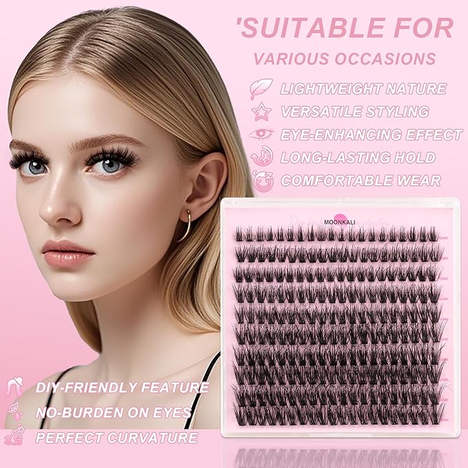 Lash Clusters Kit Mink Wispy Full Eyelash Clusters D Curly Natural Waterproof Cluster Eyelash Extensions With Lash Glue Bond and Seal and Eyelash Tweezers Luxury 60D Individual Cluster Lashes Kit