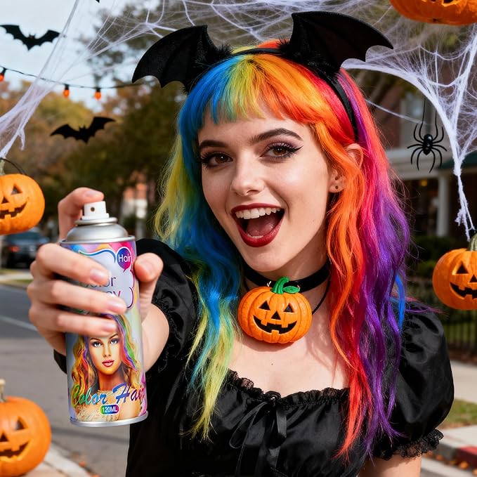 Acomler Temporary Hair Color Spray for Kids Women, Orange Hair Color Spray, Natural Washable Temporary Hair Dye Hair Coloring Wax Pomades for Cosplay, DIY, Christmas, Party, Halloween (Orange, 4.06oz)