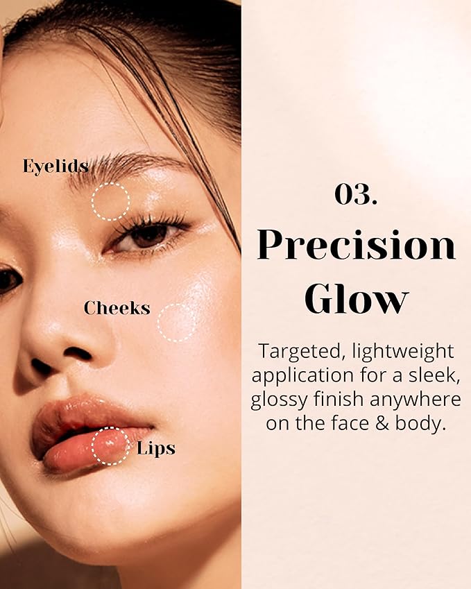 Glint Liquid Gel Highlighter (Dewy Moon, 0.1oz) - Multi-Use Face & Body Gloss for Smooth Glow, Long-Lasting Illuminator Balm for Healthy Radiance. Korean Makeup. Eyes, Cheeks