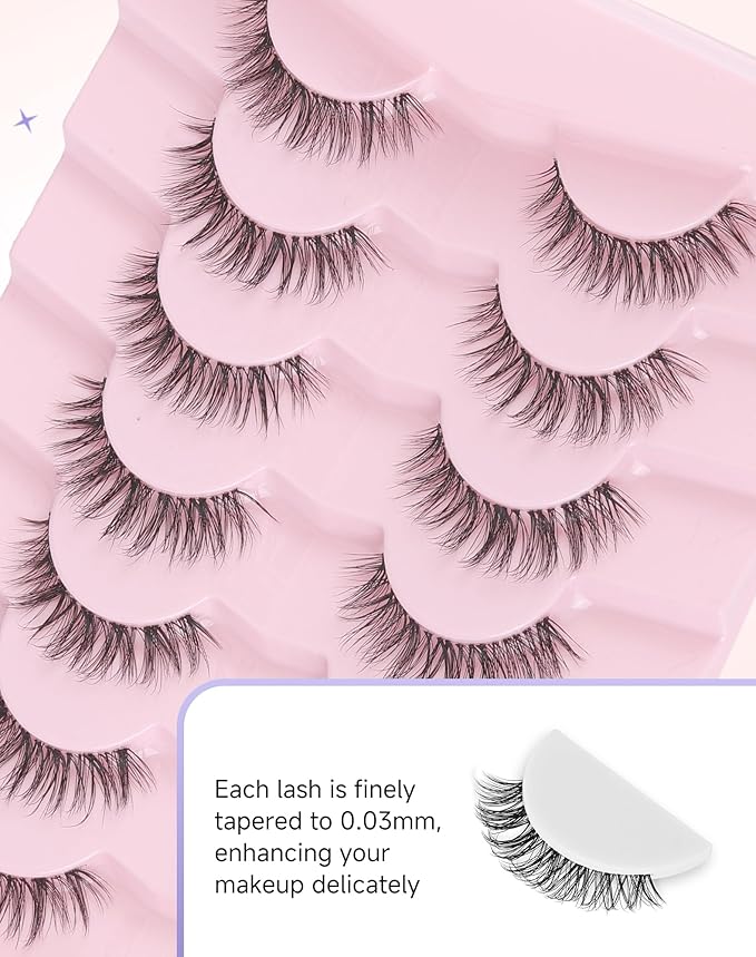 Wispy Lashes Natural False Lashes Natural Eyelashes Fake Eyelashes False Eyelashes Strip Lashes Wispy Eyelashes Clear Band Lashes Light-07