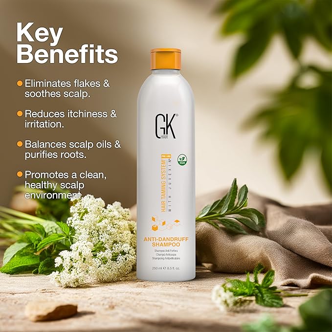 GK HAIR Anti-Dandruff Shampoo Leaving Your Scalp Refreshed and Hair Soft, Smooth – Sulfate-Free Shampoo for Dry Damaged Hair for Men and Women 8.5 Fl Oz