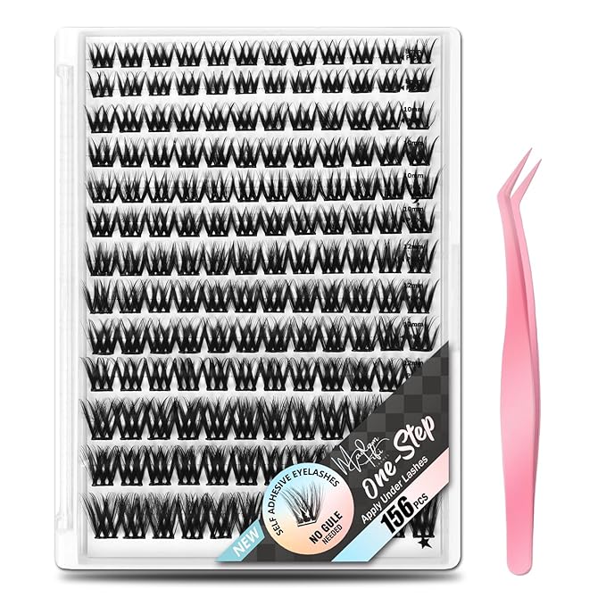 156 PCS Self-Adhesive Lash Clusters – No Glue Needed, Sticky Strip Individual Lashes for DIY Lash Extensions, Natural Look, Super Hold