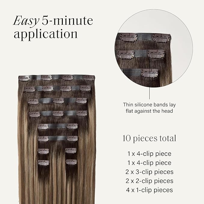 Luxy 100% Remy Human Hair - Seamless Clip-In Hair Extensions - Multi-Dimensional Color for Natural Blending, Adds Volume & Length 160 grams 16" Dimensional Rooted Light Bronde