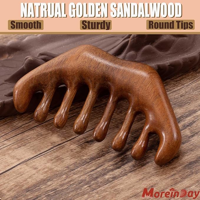 Wooden Scalp Massager for Scalp Gua sha, Massage Comb, Wooden Head Massager - Sandalwood