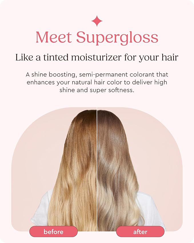 Glaze Supergloss Color Conditioning Gloss – Hydrating Semi-Permanent Color Hair Gloss & Shine Boost – Color Depositing Mask - Vegan, Cruelty-Free – 6.4 Fl Oz - Vanilla Lights - Cool Blue Toner