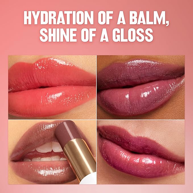 REVLON Super Lustrous Glass Shine Balm, Hydrating Tinted Lipstick, Sheer, Glossy Shiny Finish, 005 Glossed Up Rose, 0.11 oz