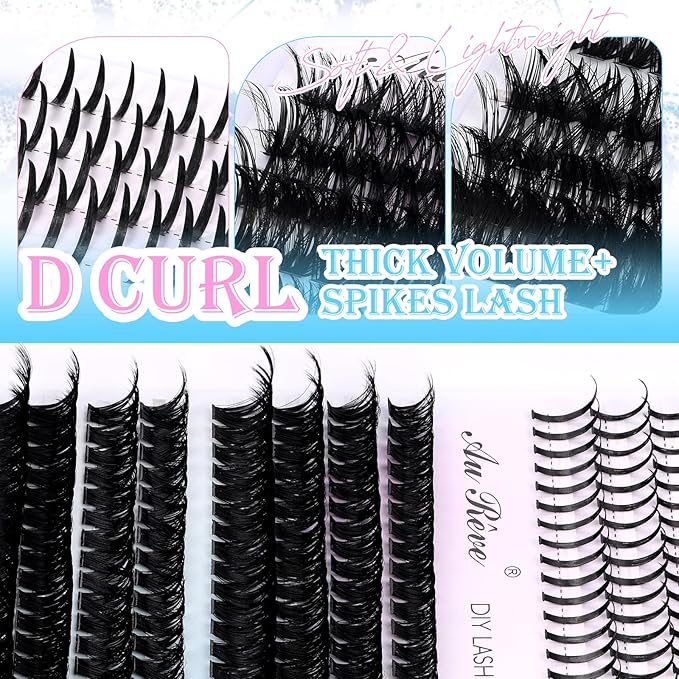 Lash Clusters Spikes Eyelash Clusters with Spiky Cluster 14-20mm Fluffy Volume 80D 100D Individual Lashes Lash Extensions Wispy D Curl Manga Natural Cluster Anime Eyelash Extensions