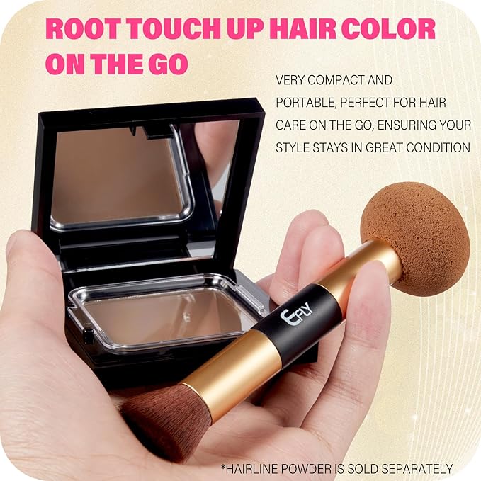 Dual-Ended Hair Makeup Brush - Precision Hairline Powder Brush With Sponge Tip For Seamless Blending - Root Touch Up & Hair Contour - Brown, 4.7 inch