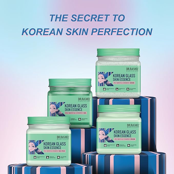 DR.RASHEL Korean Face & Body Scrub With Rice Water & Ceramide For Glass skin Deep Cleansing Exfoliation Skin For Glowing Skin 380 ml / 12.84 Fl Oz