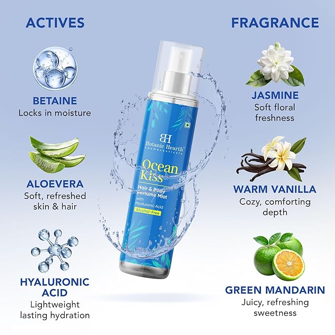 Botanic Hearth Ocean Kiss Hair Perfume & Body Perfume Mist with Hyaluronic Acid – Alcohol-Free Refreshing Fragrance Spray, Long Lasting Hydrating Mist for Women & Men, 3.4 fl oz
