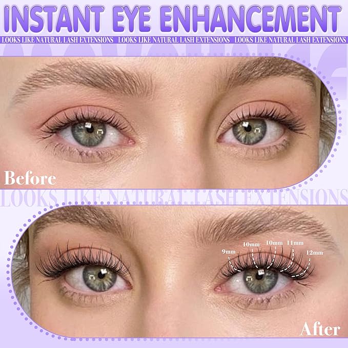 Mavphnee Lash Clusters Natural Cluster Eyelash Extensions 9-12MM Short Cluster Lashes Individuals C-Curly Lash Extension 120Pcs Individual Eyelashes Clusters for Clean Makeup