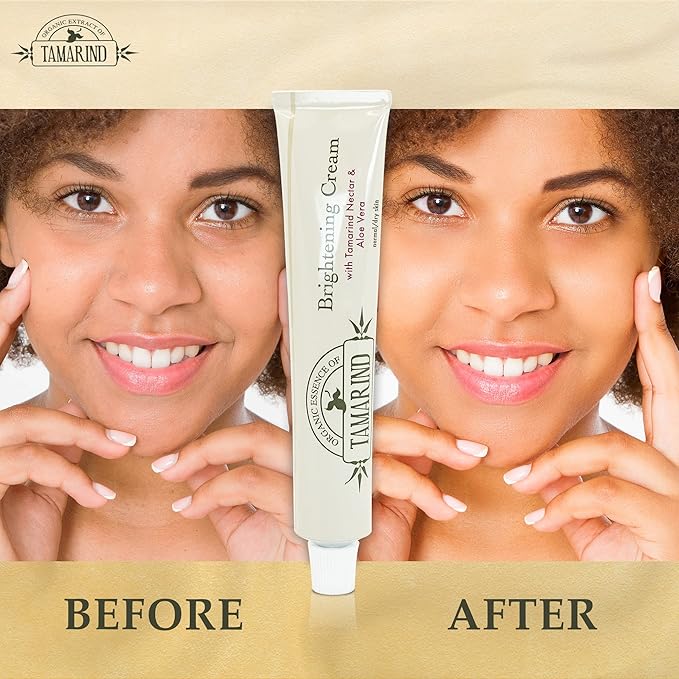 Organic Extract of Tamarind, Skin Brightening Cream - 1.7 fl oz / 50 ml - Dark Spot Cream for Hands, Knuckles, Body, Face, Underarm, Intimate Areas, with Glycering, for Men and Women (Pack of 2)