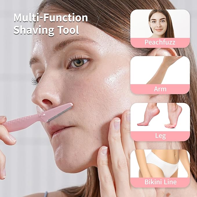 Tinkle Everglow Dermaplane Razor (3 ct), Eyebrow Razor & Face Razors for Women, Peach Fuzz Remover, Dermaplaning Tool, Stainless Steel Blades, Stocking Stuffers
