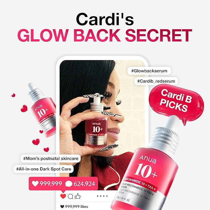 ANUA Niacinamide 10 + TXA 4 Serum, Hyaluronic Acid, Tranexamic acid, Facial Serum For GlassSkin, Cardi B’s Pick, Glow Back Serum, Dark Spot Care, Postnatal Skincare, Korean Skincare (30ml/1.01 fl.oz)