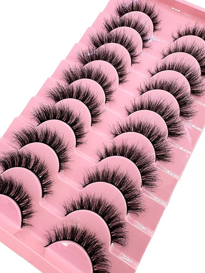HBZGTLAD New 10 Pairs 3D Mink Lashes False Eyelashes Handmade Wispy Fluffy Long Lashes Natural Eye Makeup Tools Eye Lashes (9-6)