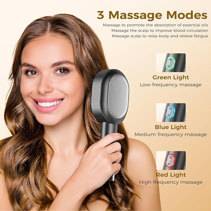 Scalp Massager Comb and Brush, Waterproof 2 in 1 Hair Oil Dispenser, 3 Massage Modes Electric Comb for Hair Care and Relaxation, Handheld Portable Hair Massager Scalp,Gifts for Men Women