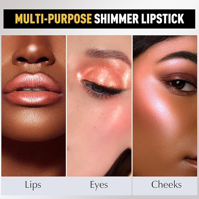 Glitter Lipstick Metallic Coral Orange, Shimmer Lip Stick Long Lasting Waterproof Pearl Diamond Creamy Lipstick Makeup Sparkle High Pigmented Shine Moisturizing Lip Balm Non Stick Cup for Women