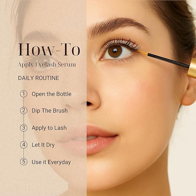 Eyelash Growth Serum - Advanced Peptide Infused Lash Booster for Fuller, Longer, Healthier Lashes - Eyelash Serum for Eyelash Growth Without Prostaglandin, Hypoallergenic, 5ml