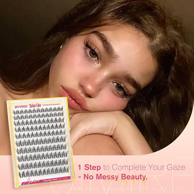 Fairy Self Adhesive Eyelashes Wispy Lash Clusters with Glue Press on Lashes Reusable Self Adhesive Manga Lash Clusters 8-14MM Pre-Glued Eyelashes Clusters Easy to Apply Beginners Friendly by JIMIRE