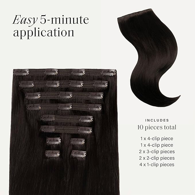 Luxy Hair 24" Mocha Brown Classic Clip-In Hair Extensions (240 grams) 100% Remy Human Hair, Natural,Volume, 10-Piece Set, Blends Easily