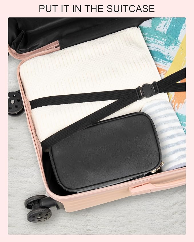 Relavel Small Makeup Bag, Makeup Brush Cosmetic Organizer, Portable 2 Layer Travel Makeup Organizer, Cosmetic Bag for Women, Handbag Purse Pouch, Compact Capacity for Daily Use (Black)