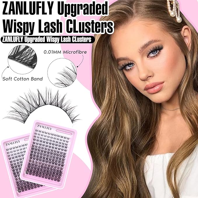 Lash Clusters Wispy Eyelash Clusters Natural C-Curly DIY Lash Extension zanlufly 180Pcs Thin Band Individual Lashes Eyelash Extensions (8-16MM)