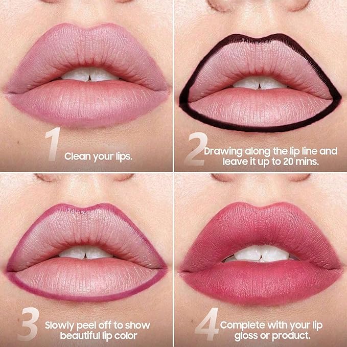 Lip Stain Peel Off - Lip Liner Long-wear & Waterproof Moisturizing Lip Stain with Matte Finish, Transfer-Proof, Non-Stick Cup Lip Tint Stay On All Day (Coral)