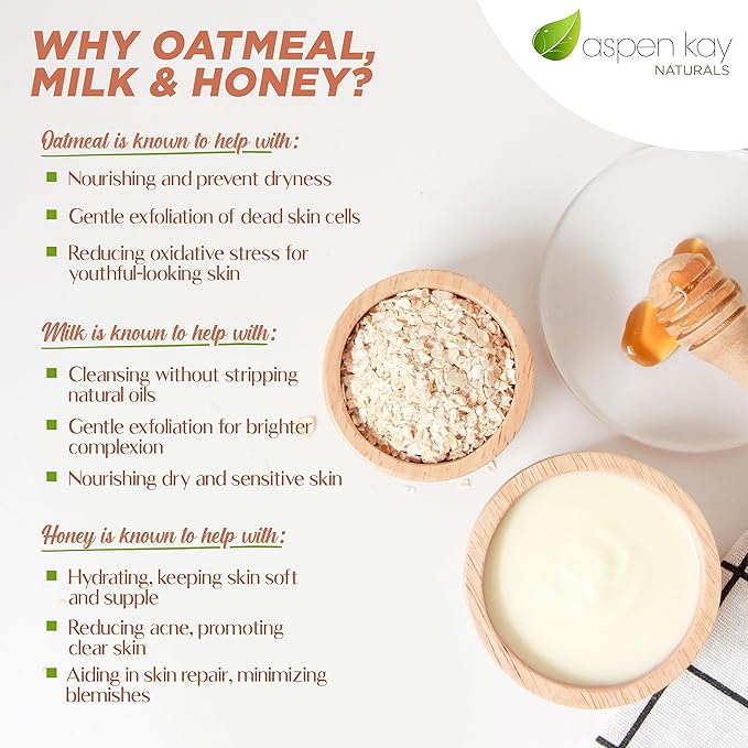 Aspen Kay Naturals Goats Milk, Honey & Oatmeal Soap Bar – with Organic Raw Honey, Goats Milk, Rolled Oats & Shea Butter - Exfoliating Soap – For All Skin Types - Handmade in Florida. 4.5 oz Bar