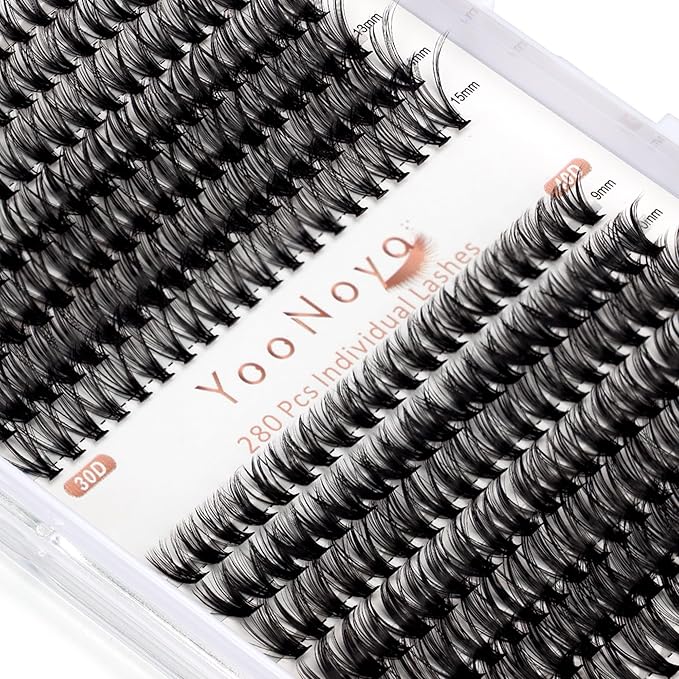 Lash Clusters 280pcs DIY Individual Lashes 30D 40D Cluster Eyelash Extensions 9-15mm Eyelash Clusters Lash Extensions for Self Application (30D+40D, 0.07D, 9-15mm)