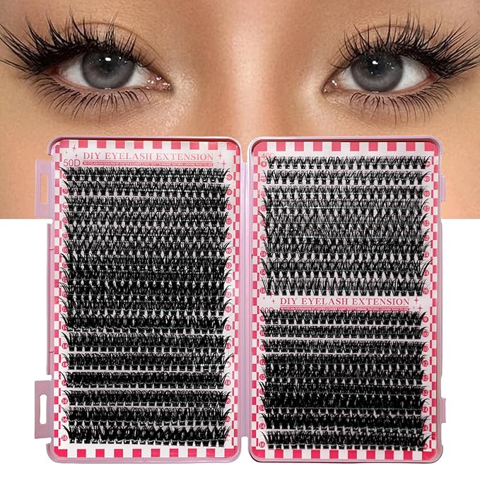 DIY Lash Clusters Kit Lash Extension Kit, 700pcs,40D&50D&60D, 9-16mm, D Curl, Natural Volume Lash Extensions Wispy Eyelash Clusters Individual Lashes Kit, 12#Black