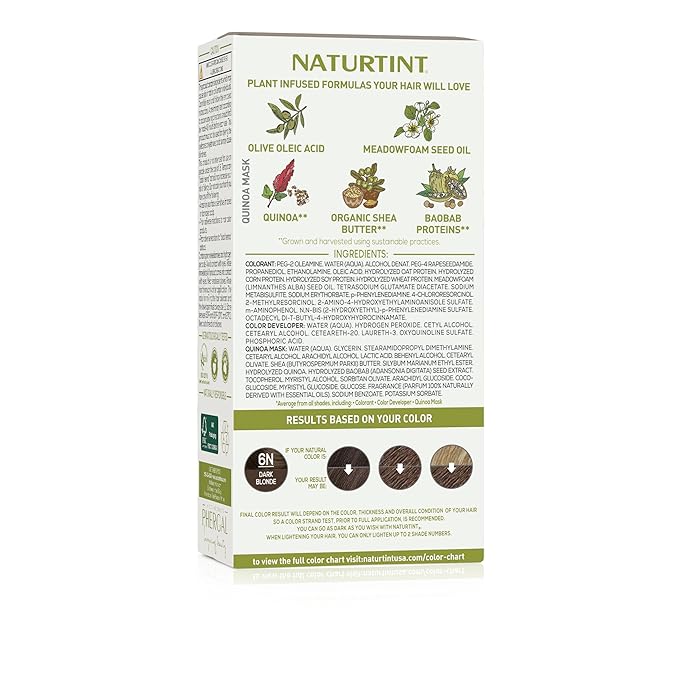 Naturtint 6N Dark Blonde Permanent Hair Color (Pack of 6), Ammonia Free, Vegan, Cruelty Free, up to 100% Gray Coverage, Long Lasting Results (Packaging may vary)