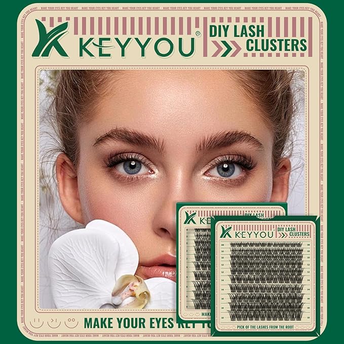 Lash Extension Kit 120pcs Lash Clusters Lash Bond and Seal Eyelash Extension Kit KEYYOU D Curl 8-18MIX Soft Natural Lashes with Lash Applicator for DIY at Home(Kit-DV02-8-18MIX)