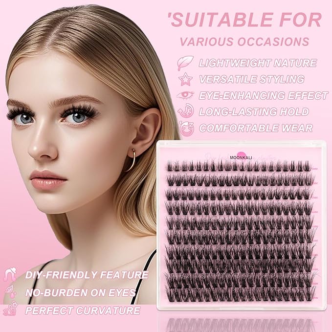 Eyelash Clusters Lash Clusters Mink Thick 60D Cluster Eyelash Extensions 10-18MM 180Pcs Cluster Individual Lashes Gorgeous Wispy Spiky Eyelashes Clusters Extension by MOONKALI