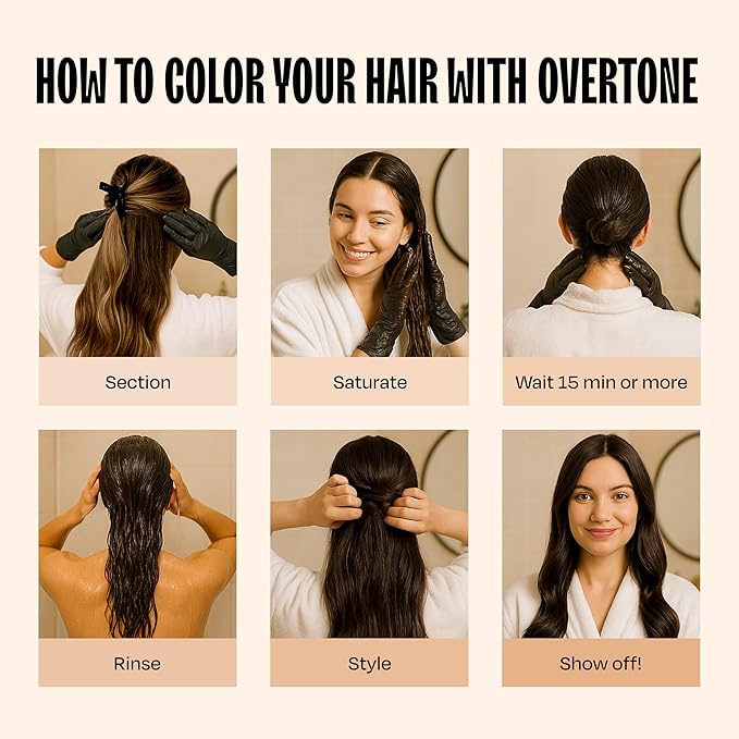 Overtone Semi Permanent Hair Color Conditioner, Chocolate Brown, 8 oz, Nourishing, Damage-Free, Color Depositing Mask for All Hair Types with Shea Butter & Coconut Oil, Vegan & Cruelty-Free
