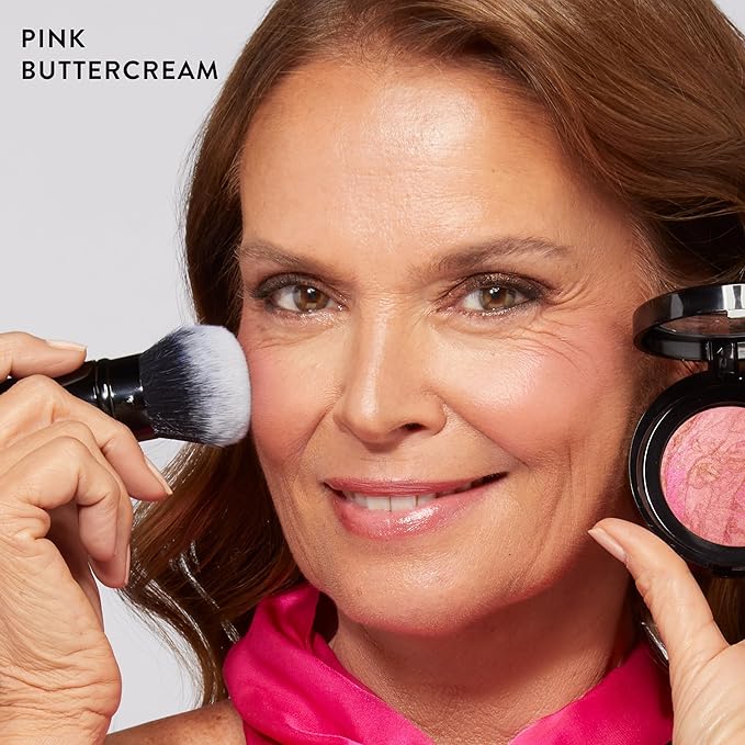 LAURA GELLER NEW YORK Baked Blush-n-Brighten Marbleized Blush for Cheeks - Pink Buttercream - Natural Finish - Buildable Color