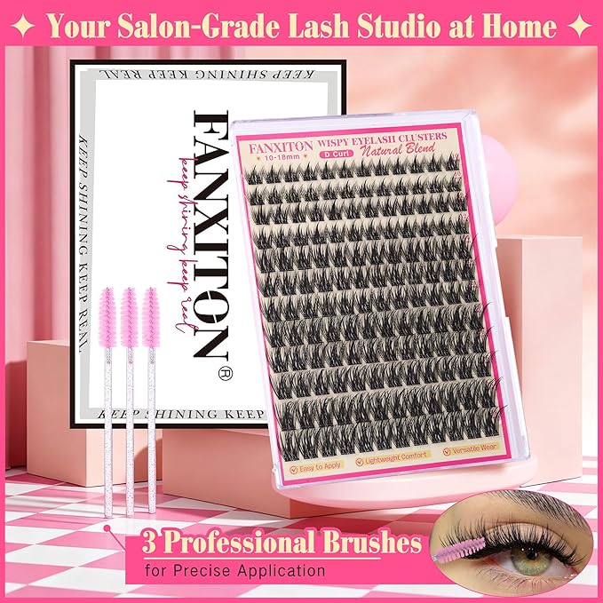 Manga Lash Clusters Kit Natural Anime Lashes Eyelash Extensions Eye Lashes Natural Looking with Lash Brush DIY Lash Extension Kit Eyelashes Natural Look Individual Lashes Kit For Beginners (No Glue)