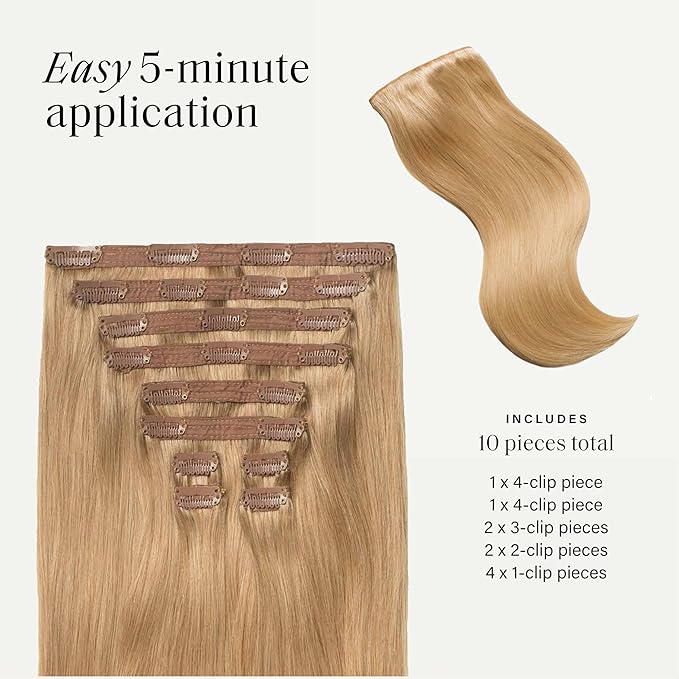Luxy 100% Remy Human Hair, Classic 160g Clip-In Hair Extensions - 10 Wefts Multi-Dimensional Color for Natural Blending, Adds Volume & Length, Easy Apply & Remove 20" Dirty Blonde Classic
