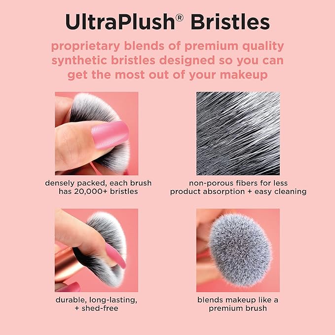 Real Techniques Vivid Escape Bright Eyes Concealer 4 Piece Set, Includes Kitten Paw Makeup Brush, Powder Puff, & Concealer Makeup Blending Sponge, Targeted Concealing, Travel Friendly, Cruelty-Free