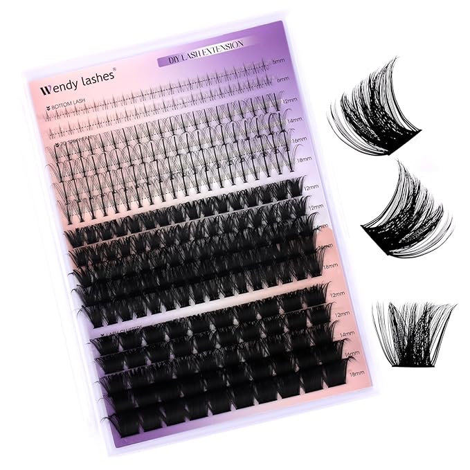 Lash Clusters With Bottom Lashes 356PCS 100D/200D Multi-types Fluffy Lash Clusters C/D Curl Wispy Individual Lashes Spike Volume Cluster Eyelash Extensions By Wendy Lashes(100/200D-0.07D)
