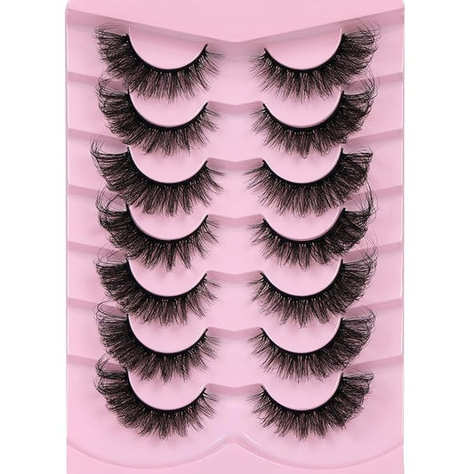 Mink Lashes Full False Eyelashes Wispy Cat Eye Lashes Strip 20MM Fox 8D Dramatic Pack 7 Pairs Fake Eyelashes by Ruairie
