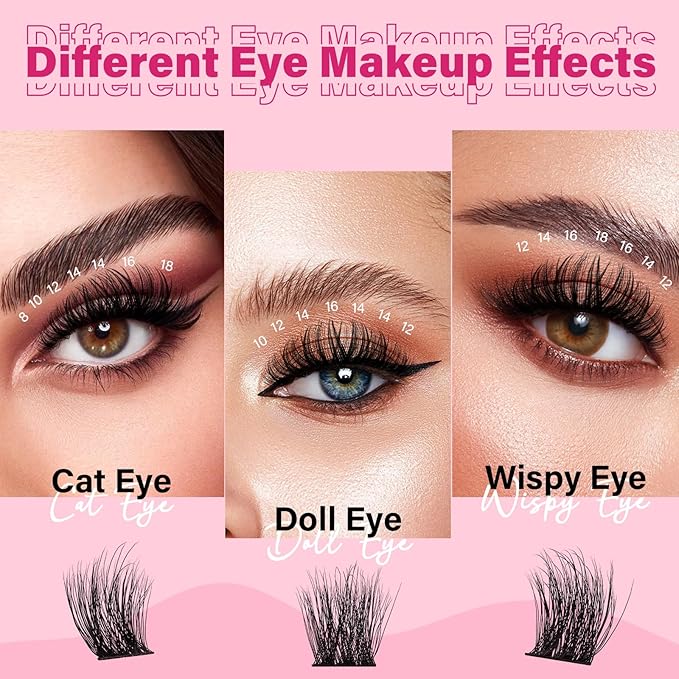 Lash Clusters,168 Pcs Eyelash Clusters 8-18 Mixed Cluster Eyelash Extensions Lash Extension Super Thin Band And Reusable Soft & Comfortable (Chic,D-8-18mix)