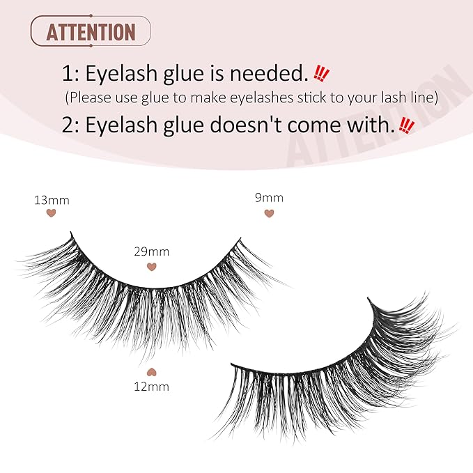 Onlyall Natural Lashes Wispy Lashes Natural Look False Eyelashes Natural Flared Eyelashes False Eye Lashes Soft Fluffy Lashes 7 Pairs D75