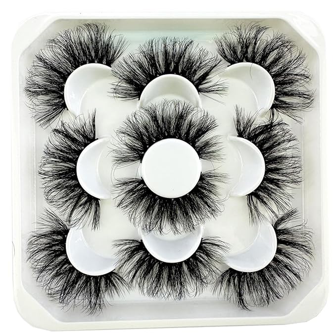 HBZGTLAD new 5 Pairs 25 mm 3d Mink Lashes Bulk Faux with Custom Natural Mink Lashes Pack Short Wholesales Natural False Eyelashes (XM550)