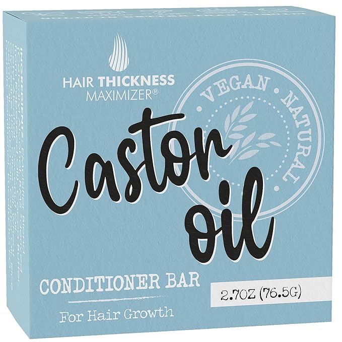 Castor Oil Conditioner Bar for Hair Growth. Eco Friendly, Vegan, Color Safe, pH Balanced. Solid Conditioner Bar Equal To 3 Liquid Bottles. Zero Plastic, USA Made, Strengthening & Dry Hair Relief