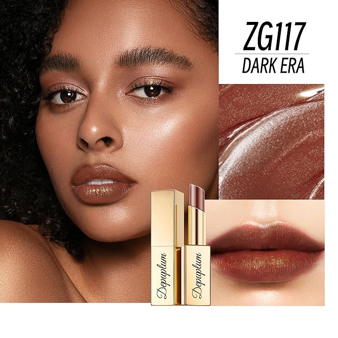 Pink Red Brown Lipstick Set for Women Shimmer Tinted Lip Balm Hydrating Moisturizing Lipstick Cruelty Free Lip Makeup, DM107/108/117